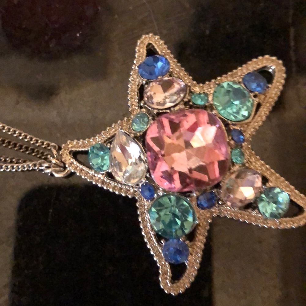Betsy Johnson jeweled star pendant in silver